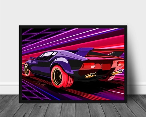 Vaporwave Wall Art Neon Car Poster Retrowave Poster - Etsy