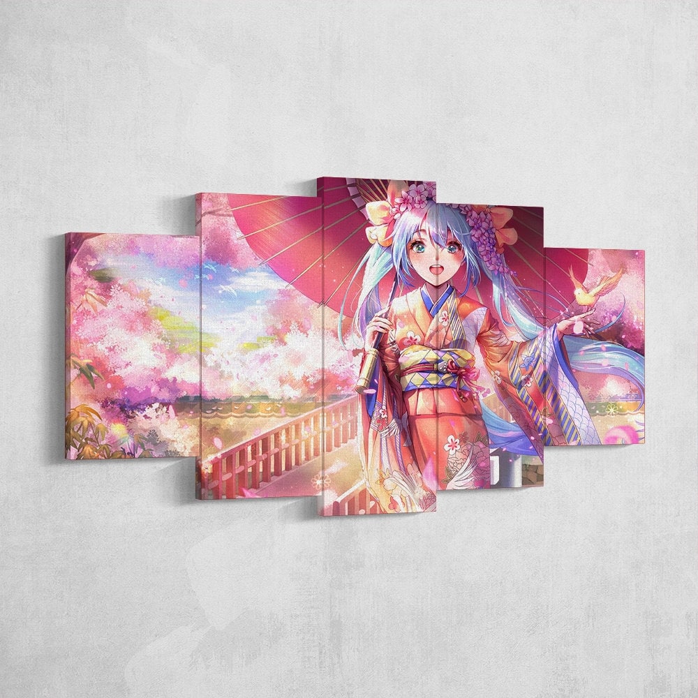 Anime Girl Cherry Blossom Canvas Anime Poster 3 Panel Sexy Etsy