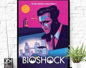 Bioshock Poster Wall Art | Bioshock Retro wave, Retro Art, Pop Art, Computer Game, Video Game Illustration Art, Gamer Gifts, Christmas Gift