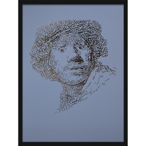 Rembrandt Gold Print "Membrete" tipo 2, 2 colores disponibles, autorretrato tipográfico, lámina metálica 3D, tipografía, homenaje a los maestros holandeses