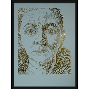 Charley Toorop Gold Print "Membrete", 5 opciones de color, tipo, autorretrato tipográfico, lámina metálica 3D, tipografía, artista holandesa