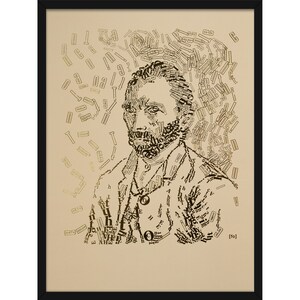 Vincent van Gogh Gold Print "Membrete", tipo 4, 3 colores disponibles, autorretrato tipográfico, lámina metálica 3D, tipografía, artista holandés