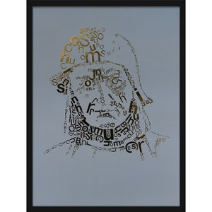Hieronymus Bosch Gold Print "Membrete", 4 colores disponibles, tipo, autorretrato tipográfico, lámina metálica 3D, tipografía, artista holandés