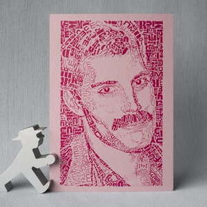 Freddie Mercury Luxury Print / Postal, incluyendo sobre, Queen, rosa, magenta, tipográfico, retrato, tipo, tarjeta de felicitación, gay, tributo