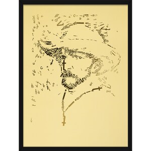 Vincent van Gogh Gold Print "Membrete" tipo 2, 4 opciones de color, autorretrato tipográfico, tipografía metálica en lámina 3D.