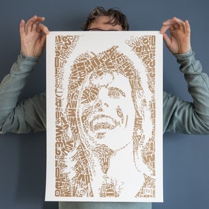 Edición limitada David Bowie Risograph Print, edición de 25, Membrete "David type 1, gold", Riso print, arte, póster, diseño holandés, arte pop