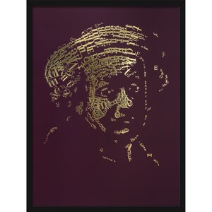 Rembrandt Gold Print "Membrete" tipo 1, disponible en 4 colores, autorretrato tipográfico, lámina metálica 3D, tipografía, Dutch Master