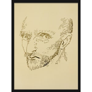 Vincent van Gogh Gold Print "Membrete" 3, 4 colores disponibles, autorretrato tipográfico, lámina metálica 3D, tipografía, artista holandés