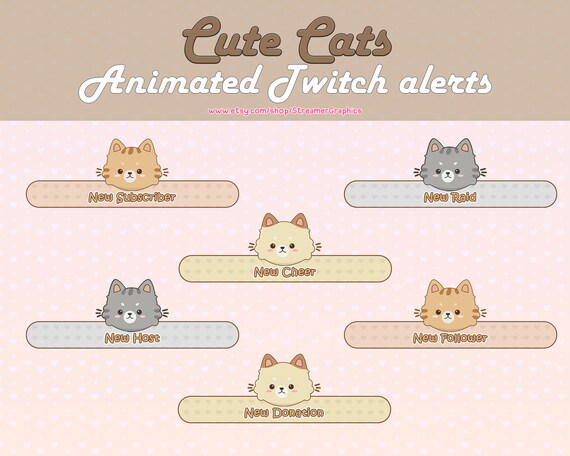 Cute Cats Animated Twitch Alerts Stream Alert Notification Etsy Ireland