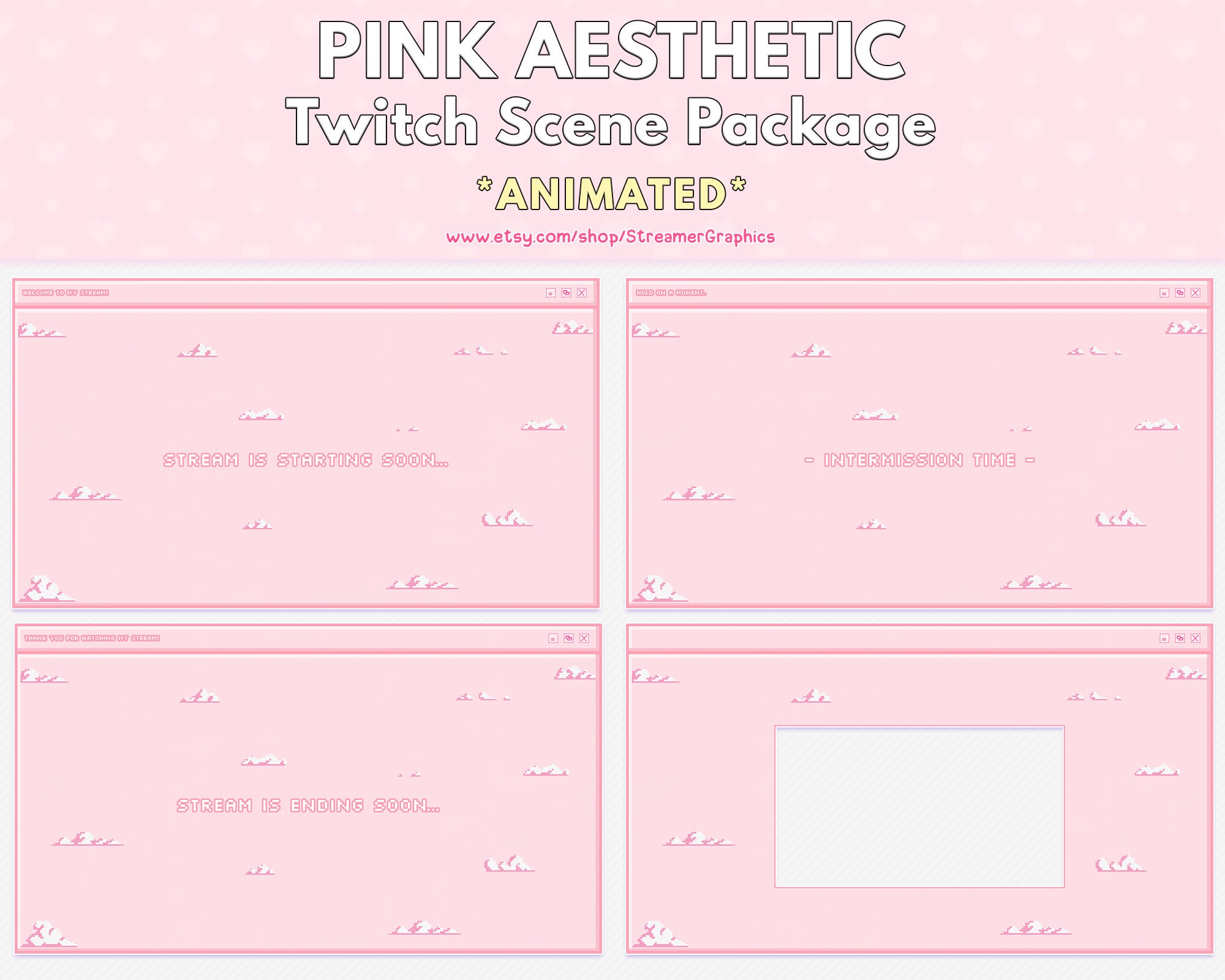 Pixel Clouds Animated Scenes Pink Aesthetic Twitch Screen Etsy Pixel Clouds Animated Scenes Pink Aesthetic Twitch Screen Etsy