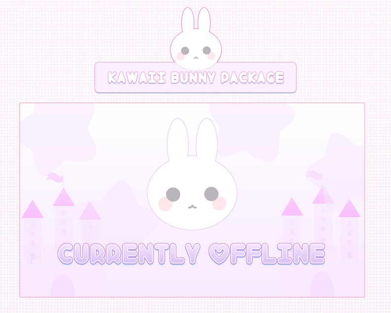 Banner Animated Streamer Graphics Cute Rabbit Overlay Scenes Panels Kawaii Bunny Twitch Package