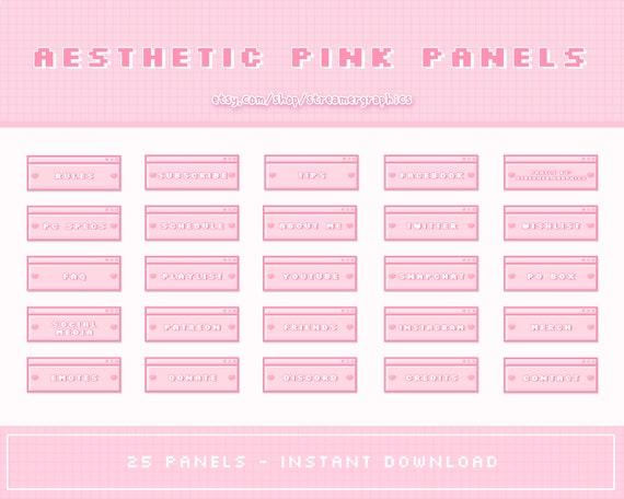 instant digital download Pink Twitch Panels