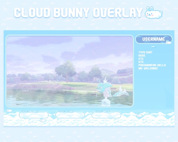 Banner Animated Streamer Graphics Cute Rabbit Overlay Scenes Panels Kawaii Bunny Twitch Package