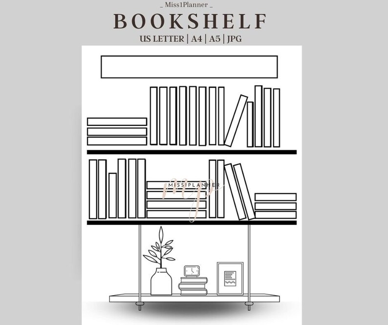 Digital Bookshelf Template,book Tracker Printable, Bookshelf Reading
