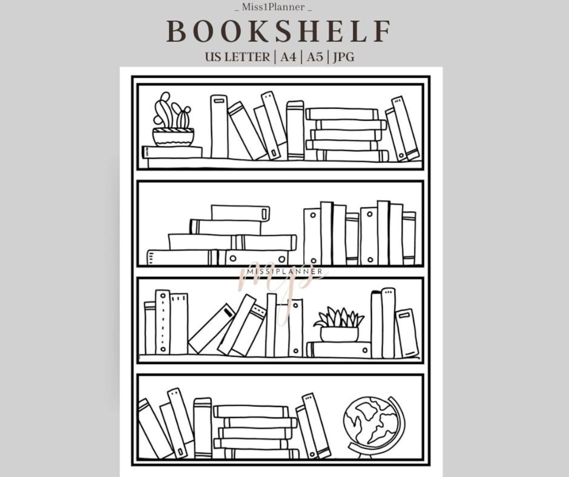 Digital Bookshelf Template,book Tracker Printable, Bookshelf Reading Digital Bookshelf Template,book Tracker Printable, Bookshelf Reading