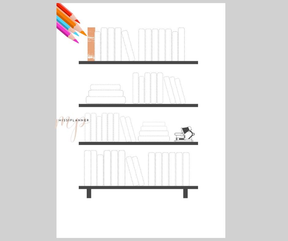 Digital Bookshelf Template,book Tracker Printable, Bookshelf Reading