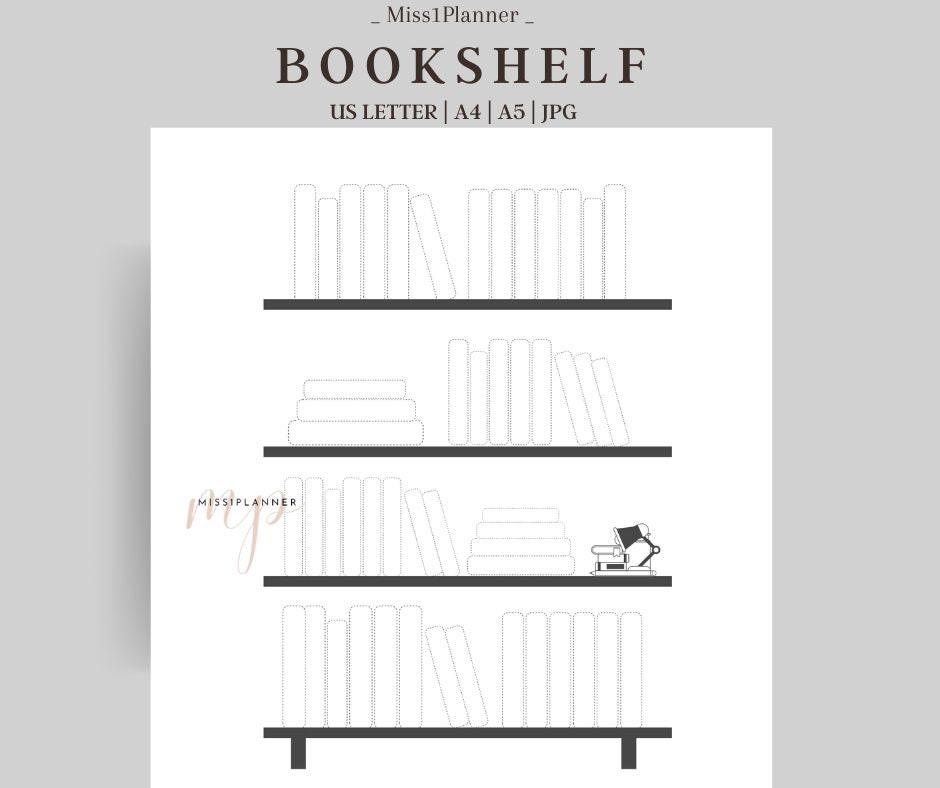 Digital Bookshelf Template,book Tracker Printable, Bookshelf Reading
