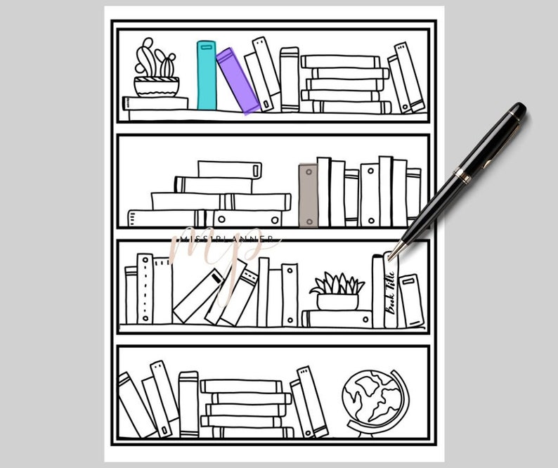 Digital Bookshelf Template,book Tracker Printable, Bookshelf Reading Digital Bookshelf Template,book Tracker Printable, Bookshelf Reading