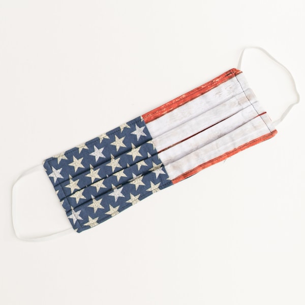 Face Covering Handmade, Cotton Mask, Handmade for Adults - American Flag USA