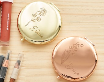 Customized Pocket Makeup Mirror,Personalised Rose Gold Compact Pocket Mirror,Engraved Pocket Mirror,Bridal Shower Gifts