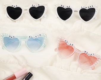 Lunettes de soleil perle mariée, lunettes de soleil mariée, lunettes de mariée en forme de coeur pour enterrement de vie de jeune fille ou de garçon