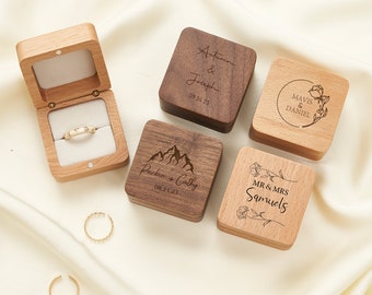 Boîte à bagues de fiançailles personnalisée, boîte à bagues de fiançailles de cérémonie de mariage, porte-anneau carré, proposition unique de cadeau de fiançailles pour elle