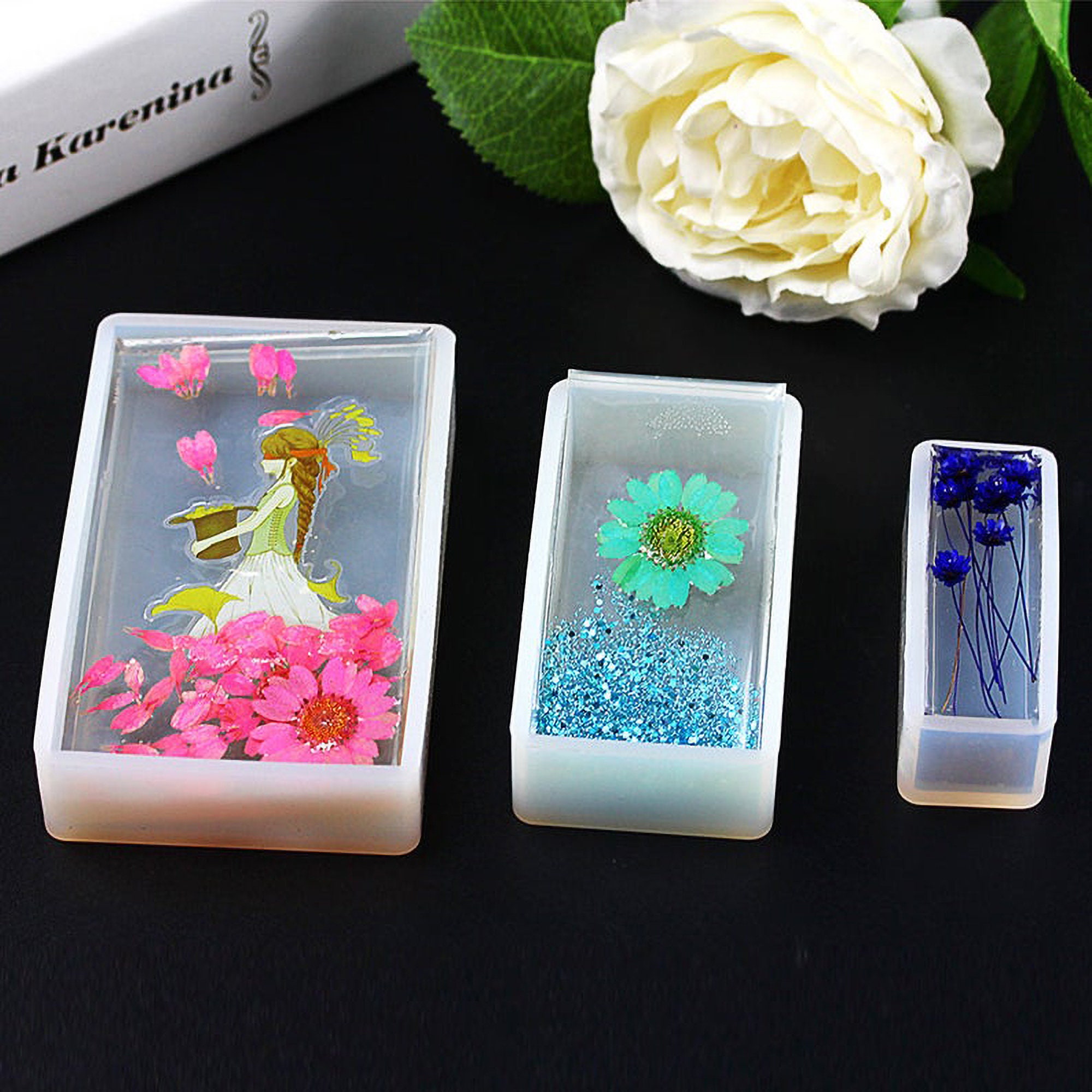 5Pcs Square Cube Silicone Mould Epoxy Resin Molds DIY Pendants Making Craft  B620