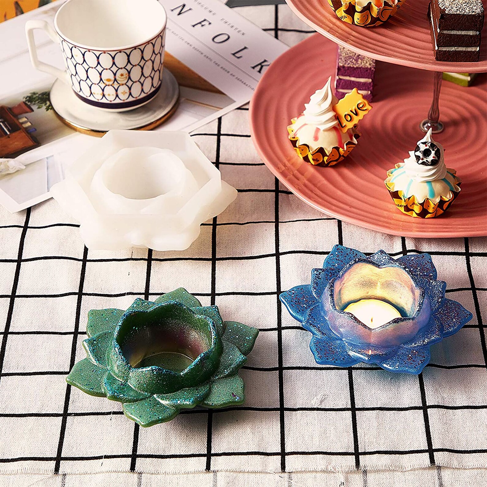 Candle Holder Resin Mold Candlestick Holder Mold Lotus Etsy