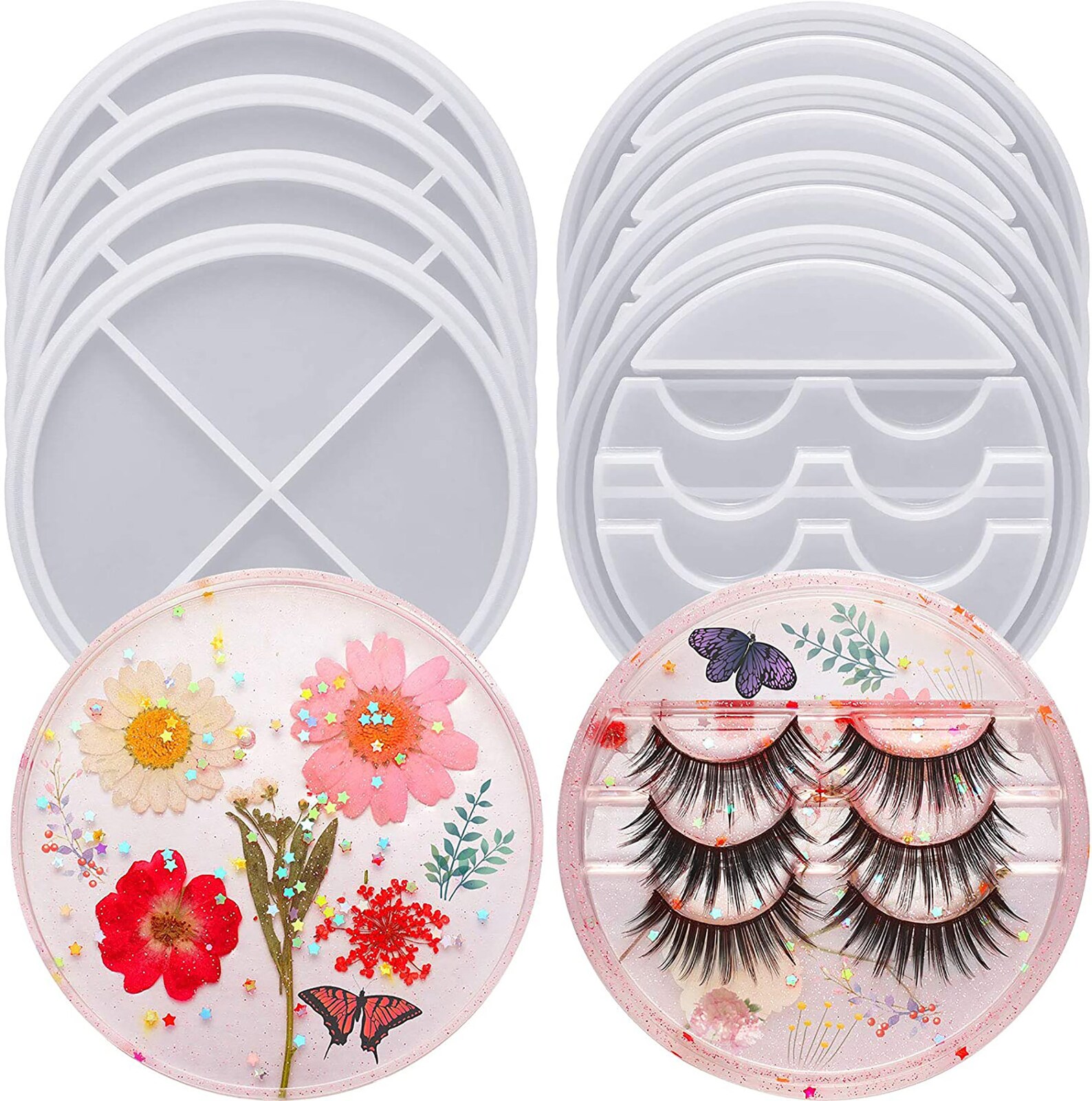 Round Eyelash Storage Tray Resin Mold With Lid Eyelashes Tray Etsy