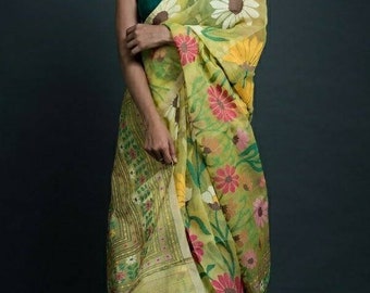 Indian pure shil motka saree handweaving work with blouse piece