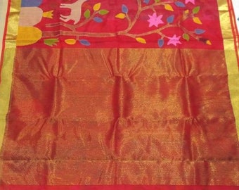 Indian pure shil motka saree handweaving work with blouse piece