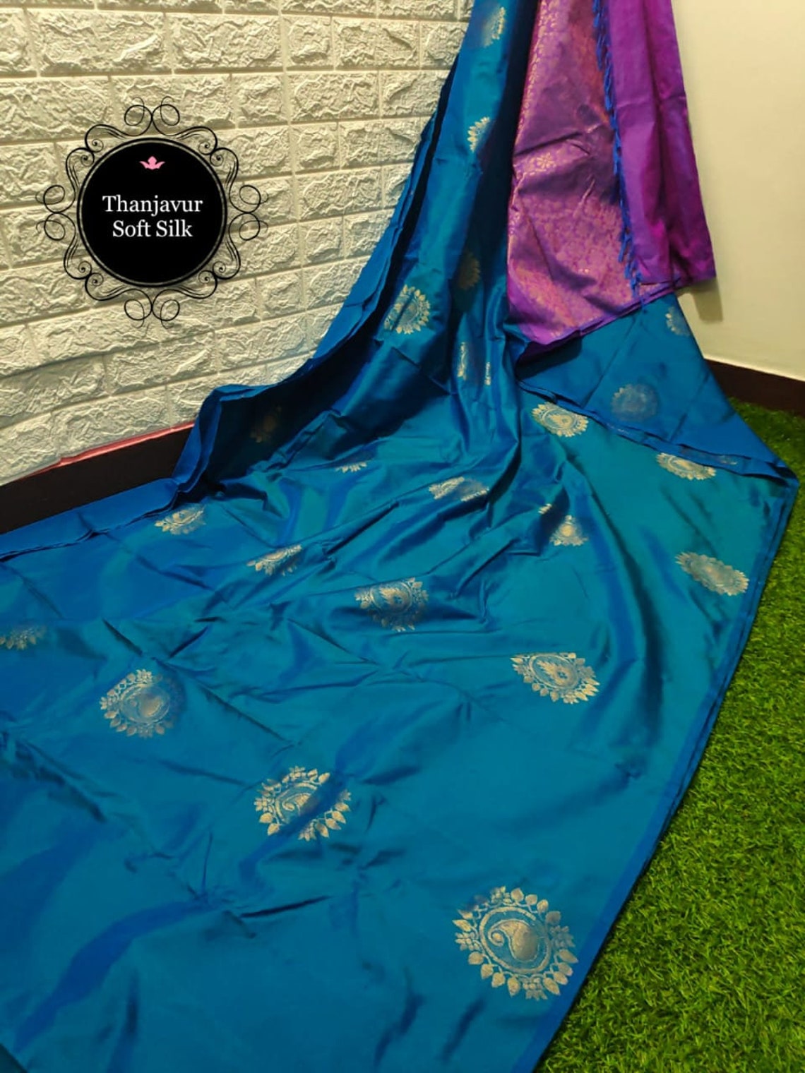 South Indian pure Thanjavur soft silk saree with contrast rich Etsy