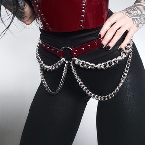 Oxblood Leather Vinyl Chain Belt