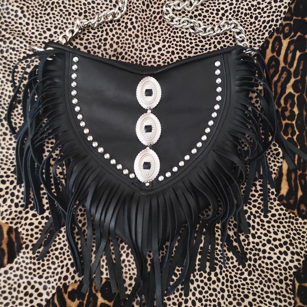 Molotov Clothing Handmade Fringe Conchos Western Bag Metal Biker Chain