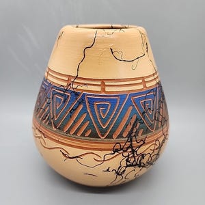 SIGNED Navajo Horsehair Native American Pottery Vase RONALD SMITH 5in x 5in