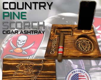 Custom Engraved Cigar Ashtray w/ Glass & Phone Holder