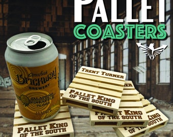 Pallet Beer Coasters - Custom Engraved