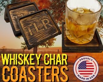 Whiskey Charred Bourbon Barrel Coasters