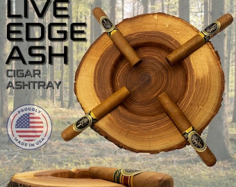 Live Edge Ash Four Cigar Ashtray