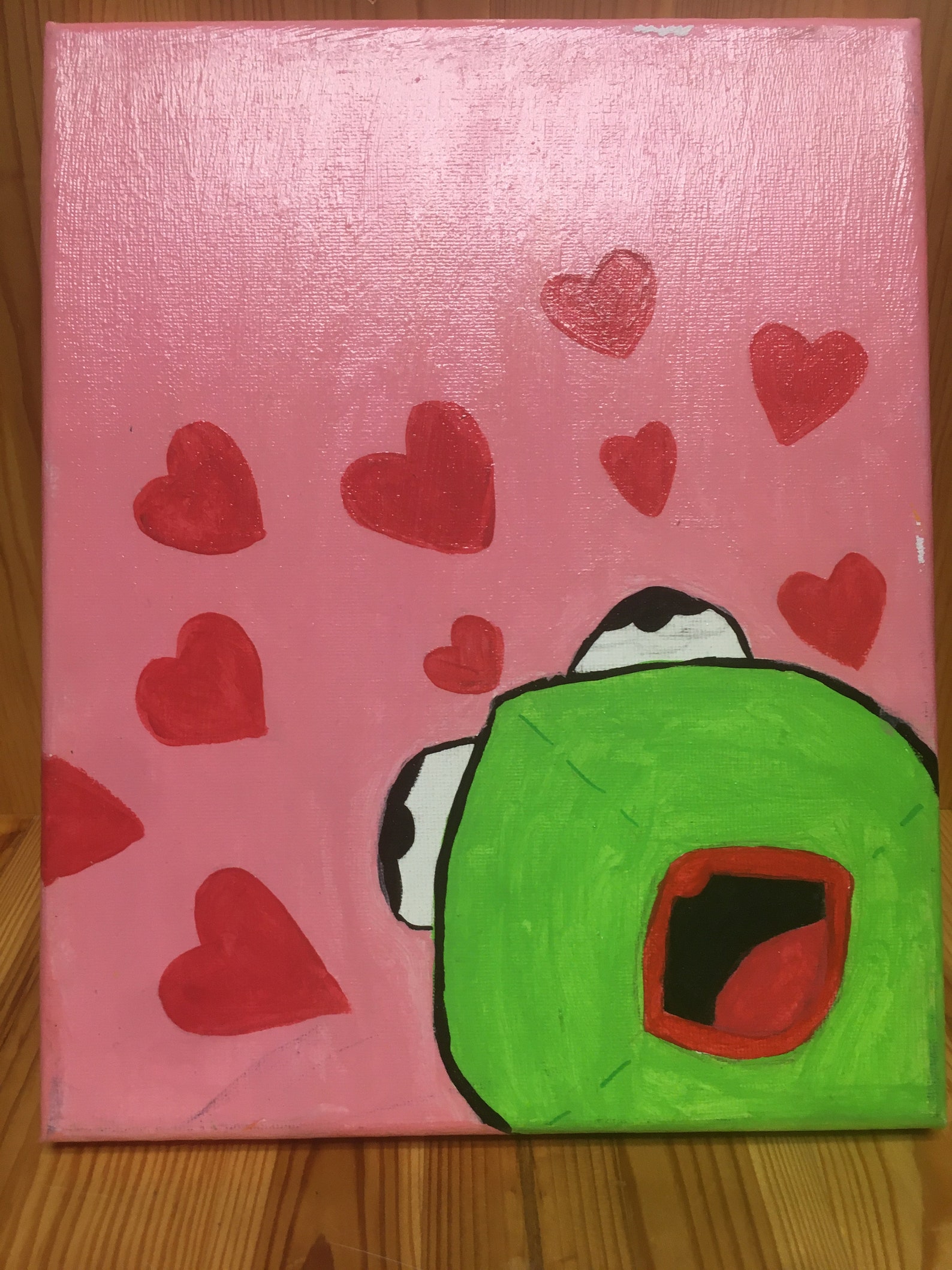 Kermit the Frog and Hearts Inspired Canvas Painting Etsy