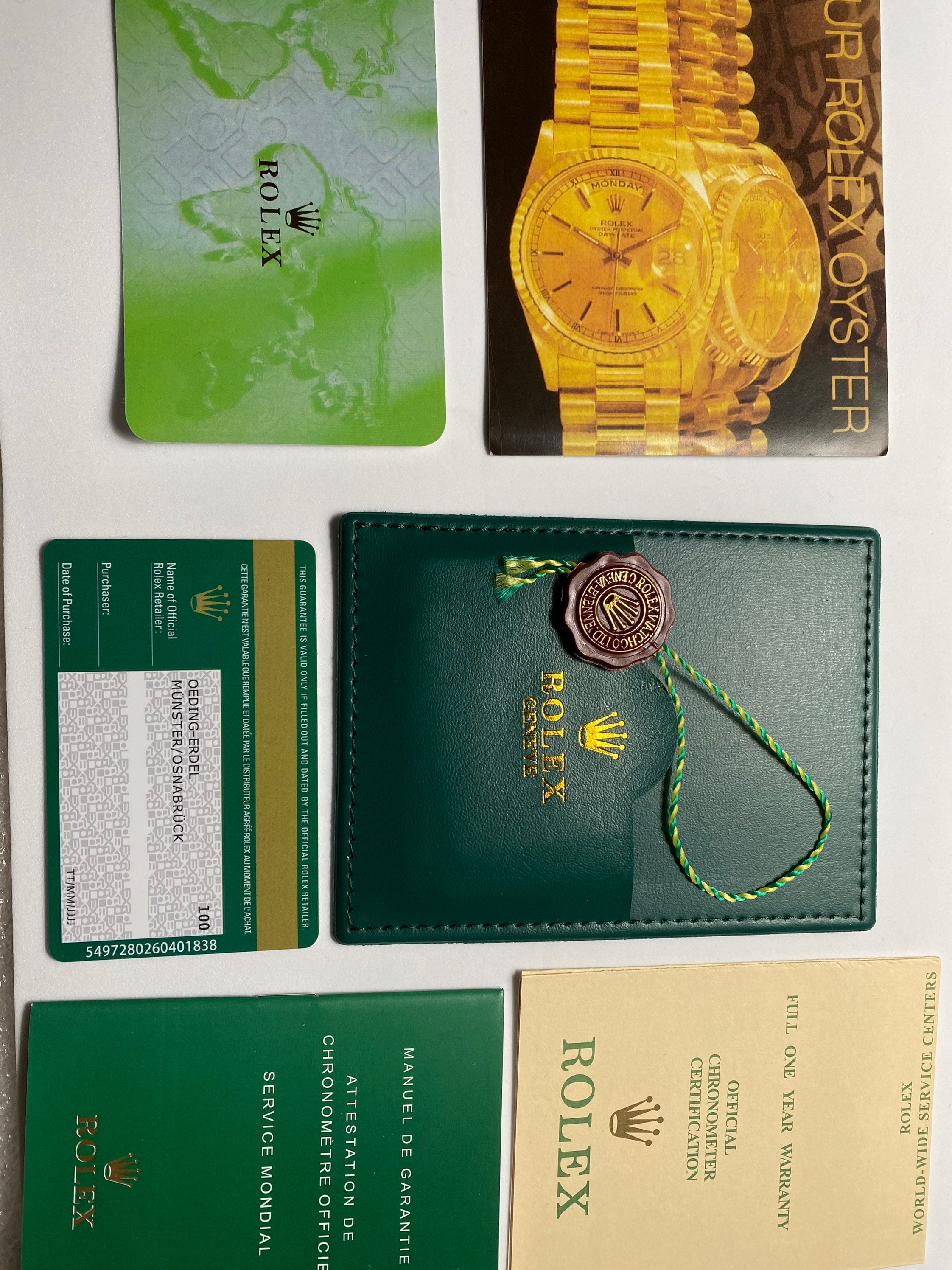 Rolex Document Package Booklet, Wallet, Empty Warranty Card, Worldwide