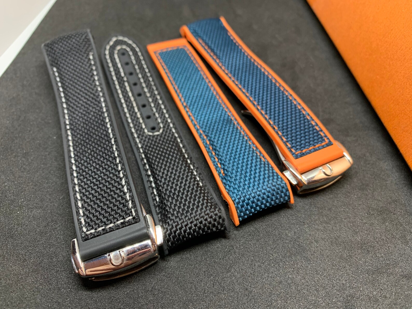 22x20mm Omega straps with deployment buckles available in Etsy