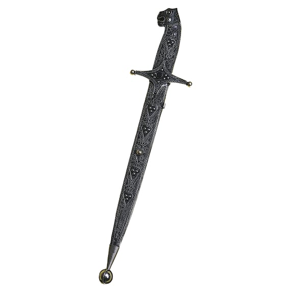 Caucasian Dagger Sword with Lion face handmade, medieval damascus, kinjal, historical swords, caucasian shashka, caucasian cossack