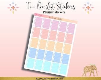 To Do List Printable Stickers With Small Hearts, Pastel Backgrounds, Letter Size, PDF, Instant Download