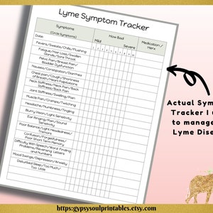 Lyme Disease Symptom Tracker Printable, Minimalist, Pain Tracker, Medication Tracker, Chronic Illness, Instant Download image 2