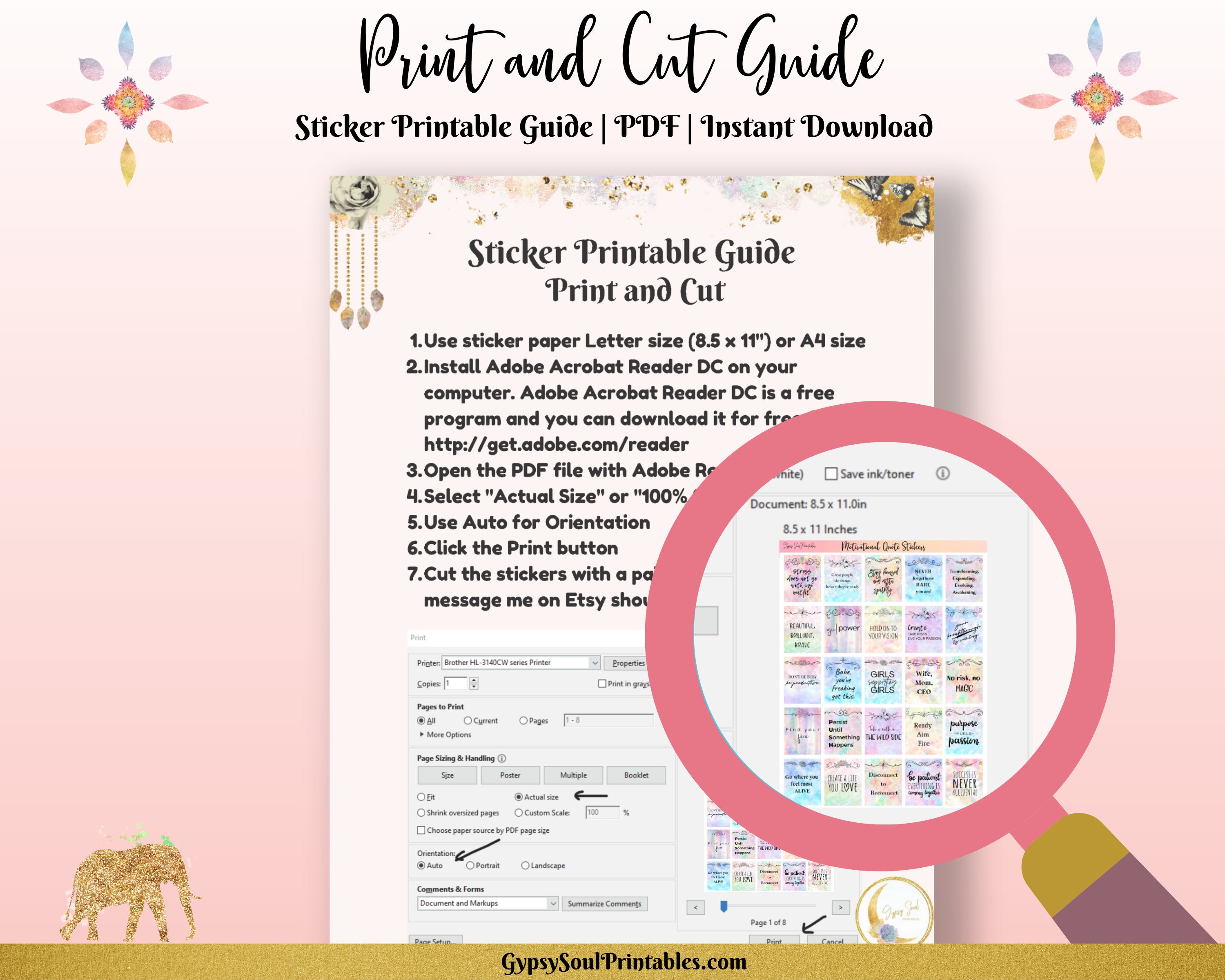 motivational printable sticker kit sticker quotes word etsy