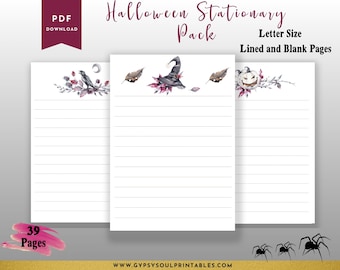 Halloween Stationary, Halloween Prints, Autumn Paper Set, Instant Download, Digital Paper