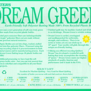 Quilters Dream Batting - Dream Green - 100% Recycled Batting