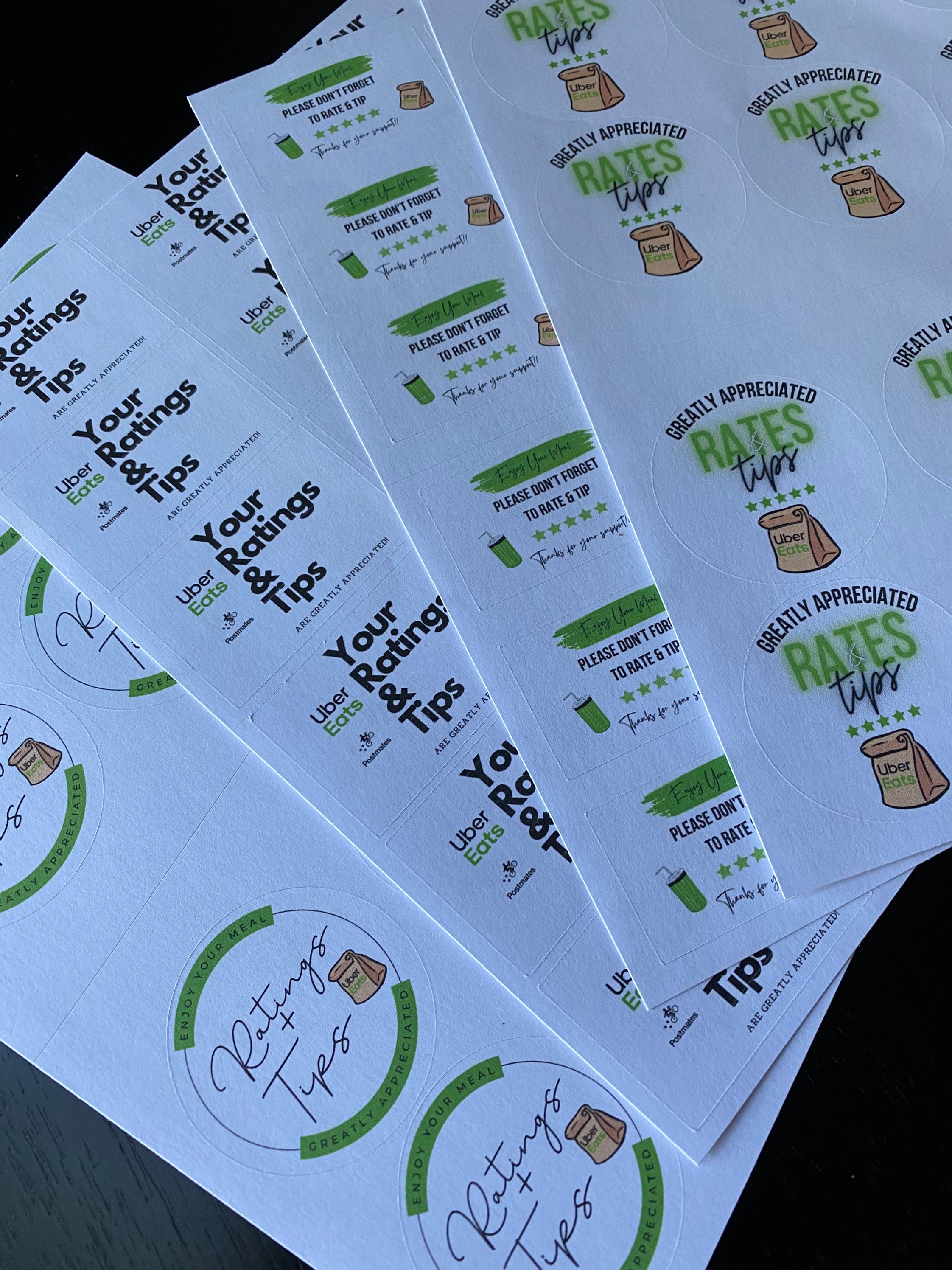 Uber Eats Delivery Stickers Doordash Ratings Postmates Tips Etsy