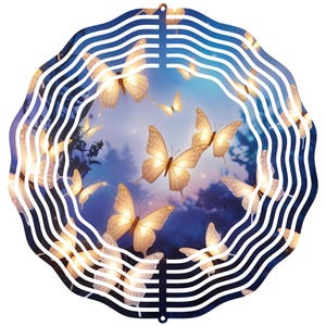 Luminous Butterflies Wind Spinner Garden Art Kinetic Sculpture Outdoor Decor